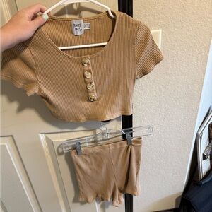 Princess Polly Camel Ribbed 2 piece set